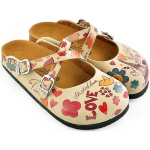 GOBY Clogs met Love Sketchbook – Handgemaakt – Hoge Kwaliteit – Maat 36