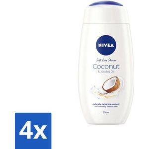 NIVEA Soft Care Douchegel Coconut & Jojoba Oil 250 ml - Voordeelverpakking - 4 stuks