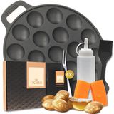 Ocina Poffertjespan Set 19 Poffertjes – Poffertjesmaker - Inductie – Gratis Receptenboek - Sint & Kerst Cadeau