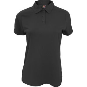 Fruit Of The Loom Polo Dames Vochtafvoerende Performance Poloshirt (Zwart)