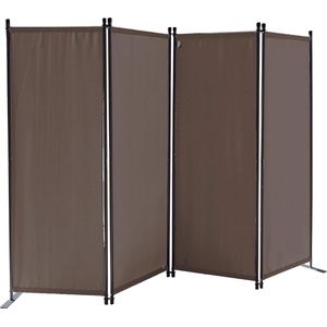 Paravent 4-delig 165 x 220 cm stof scheidingswand balkon inkijkbescherming opklapbare taupe