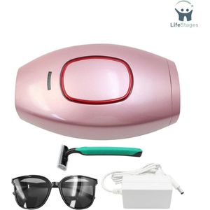 LifeStages - Laser Ontharingsapparaat - Ontharingsapparaat - Permanente Ontharing Met 5 Energieniveaus - Pijnloos Ontharen Voor Vrouwen/Mannen - Ontharing Voor Gezicht, Benen, Armen, Lichaam - Roze