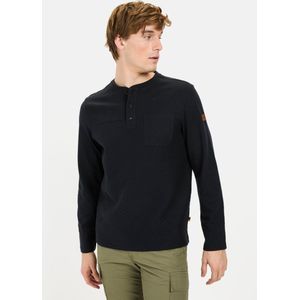 camel active - Henley - T-shirt - Donkerblauw - Lange Mouwen - Borstzak