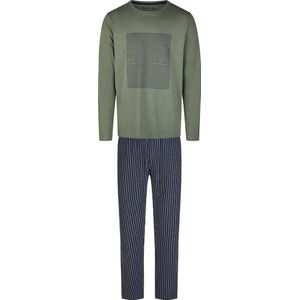 Phil & Co Lange Heren Pyjama Set Katoen Groen/Blauw - Maat XL