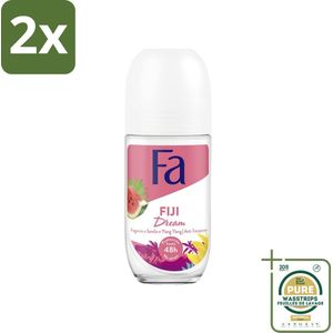 Fa - Deodorant Roller - Fiji Dream - Watermeloen & Ylang Ylang - 48 uur Bescherming - 50 ml - Voordeelverpakking - 2 stuks - Deodorant roll-on - 48 uur bescherming