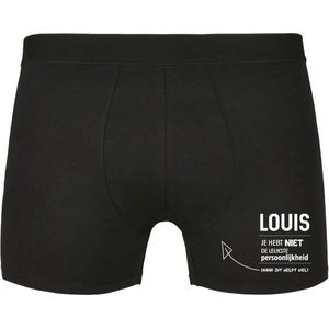 Louis, je hebt niet de leukste persoonlijkheid, maar dit helpt wel Heren Boxershort - relatie - vriend - onderbroek - grappig