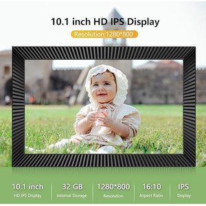 YENOCK - Digitale Fotolijst - 10,1 Inch - Wifi - Ingebouwd 32 GB Geheugen - 1280 x 800 Touchscreen