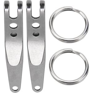 Houders voor sleutelriemen - 2 stuks met schorsingsclip en hangerTactische clip voor aan de riem - roestvrijstalen pocket clip met sleutelhangerMultifunctionele sleutelhouder met riemclip