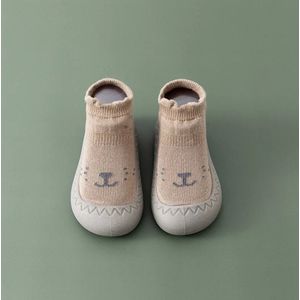 Anti-slip babyschoentjes - Soksloffen - Eerste loopschoentjes van Baby-Slofje - Cutie bruin maat 24