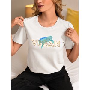 Shirt - Vegan - Wurban Wear | Grappig shirt | Leuk cadeau | Unisex tshirt | Vegan | Afvallen | Dieren | Sport | Fitness | Gezond | Duurzaam | Vegan kleding | Wit