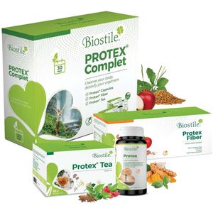 Biostile – Protex Complet – Knoflook, Pompoen en Artisjok – voor een betere Stofwisseling en het Immuunsysteem – 90 Capsules – 30 Theezakjes – 30 Zakjes