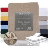 iSleep Dubbel Jersey Split-Topper Hoeslaken - Litsjumeaux - 180x200/210/220 - Taupe