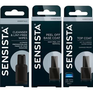 Sensista Peel Off Set - Cleanser & Lint free wipes - Peel off Base Coat - Top Coat - Gellak Voordeelset