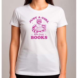 Funny just a girl who loves books - T Shirt - BookLover - Cute - PositiveVibes - BookAddict - Boekenliefde - Vibes - IkLees - Boekenworm