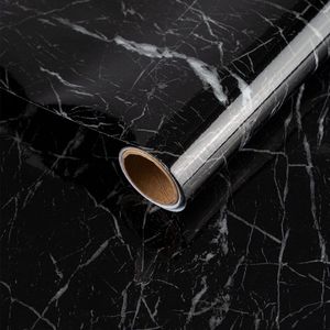 Unyqoos® 40 cm x 3 m Zelfklevend Zwart Wit Marmer Behang voor Meubels en Interieurprojecten