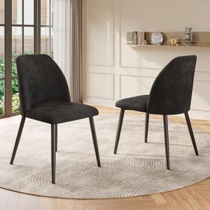 Sweiko Eetkamerstoelen met Rugleuningen (2 stoelen), Ergonomische Stoelen, Metalen poten, Donkergrijs, keukenstoelen, eetkamer en woonkamer stoelen (geen tafel)