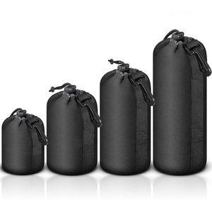 TRANKIELO® – Beschermende Neopreen Lens Case – 4 Stuks – Geschikt voor DSLR Camera Lenzen – Zacht en Veilig met Trekkoord – Zwart