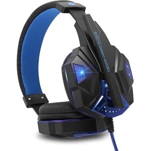 Gaming-hoofdtelefoon met Ruisonderdrukking en LED-lichteffect voor Laptop Tablet Switch Mobiele Telefoons - Blauw .