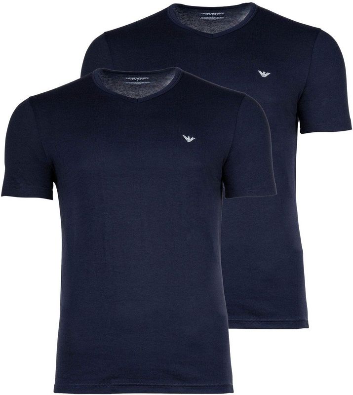 Emporio Armani - EM000392_AF14132 - Korte Mouwen Basislaag - Blauw - 2 Eenheden