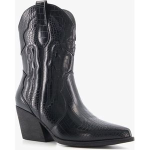 Blue Box dames croco cowboy western laarsjes zwart - Maat 40