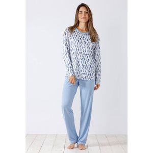 Blauwe blaadjes pyjama Hajo - Blauw - Maat - 36/38