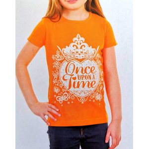Meisje T-shirt - Once up on a Time- Voor Koningsdag - Holland - Nr1 - Maat: 98/104 - Oranje - Nederland - WK 2022