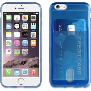 Muvit, Silicone hoesje Geschikt voor Apple iPhone 6 / 6S / 7 / 8 PassPass met kaarthouder, Blauw
