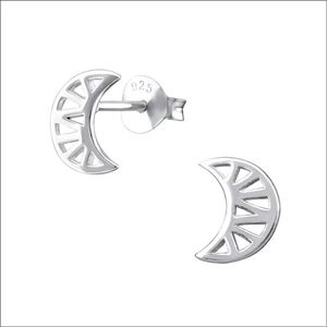 Aramat jewels ® - Zilveren geometrische oorbellen maan 925 zilver 8x7mm
