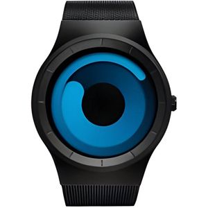 SINOBI 1.0 - Originele Smartwatch - Horloge heren - Quartz horloge met stalen Band (zwart + blauw) - Lichtgevende wijzers
