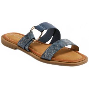 Plat muiltje met riempjes en metallic details