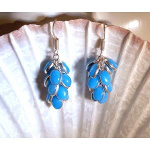 Zilveren oorbellen met blauwe Jade