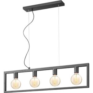 Home Sweet Home - Moderne Hanglamp Fito - 4 lichts hanglamp gemaakt van Metaal - Zwart - 100/12/141cm - Pendellamp geschikt voor woonkamer, slaapkamer en keuken- geschikt voor E27 LED lichtbron