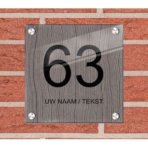 Naambordje voordeur plexiglas 25x25x0,5 cm model 1150 - Huisnummerbordje, naambordjes, naambordje huis, naamplaatjes, huisnummer bord, huisnummer bordje, originele naambordjes voordeur, huisnummerbord met naam, originele huisnummer bord