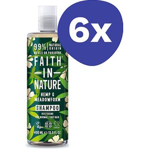 Faith in Nature Hennep en Meadowfoam Shampoo (voor normaal en droog haar) (6x 400ml)