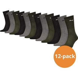 Puma - Sportsokken - Zwart/Grijs/Donkergroen - 12 paar Unisex