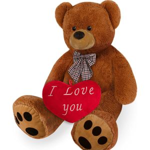 Monzana Knuffelbeer met Hart – XXL 150cm Bruin – 26cm I Love You