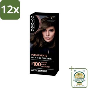 SYOSS - Coloration 4-1 Middenbruin - Haarverf - Grijsdekking - Vermindert Haarbreuk - Voordeelverpakking - 12 stuks - Grijsdekking - Donkere asblonde haarkleur