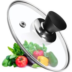 KADAX Pandeksel, universeel deksel van glas met mat zwart handvat, hittebestendig deksel in verschillende maten, pannendeksel, glazen deksel voor pan, pan (22 cm)