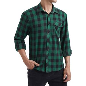Casual Geruite Flanellen Herenoverhemd met Lange Mouwen - Tartan Button Down Shirt voor Mannen