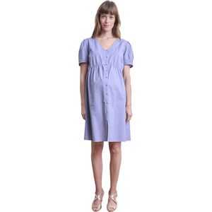 Vertbaudet - Korte Hemdjurk - Zwangerschapsjurk - Blauw - 100% Gevlamd Katoen