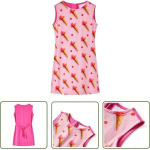 vidaXL Meisjesjurk - Kinderjurk - Kinderjurk 92 felroze - Roze Jurk - Kindermode - Zomerjurk