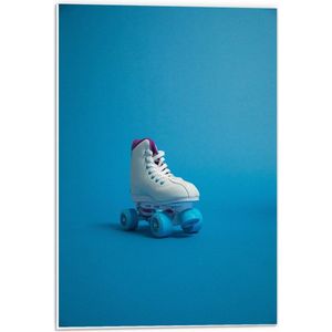 Forex - Wit/Blauwe Rolschaatsen met Blauwe Achtergrond - 40x60cm Foto op Forex