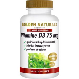 Golden Naturals - Vitamine D3 - 75 mcg - 120 Softgel Capsules