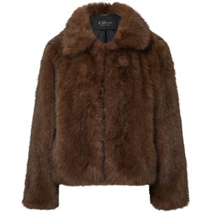 s.Oliver BLACK LABEL - Faux Fur Jas - Donkerbruin - Winterjassen