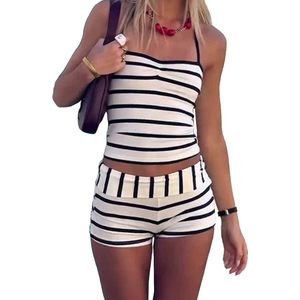 Korte Zomerset Dames Gestreept - Zomer Kleding Set - Broek en Top - Shirt