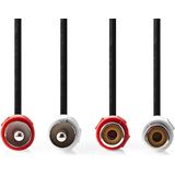 Nedis Stereo-Audiokabel - 2x RCA Male - 2x RCA Female - Vernikkeld - 5.00 m - Rond - Zwart - Doos