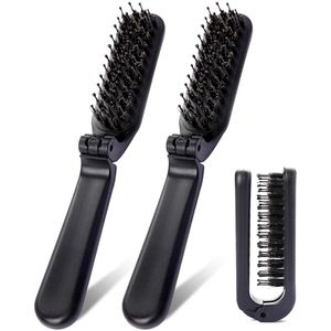 Opvouwbare Reiskam Set van 2 met Natuurlijke en Nylon Borstels voor Onderweg