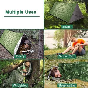 Thermische Nooddeken, slaapzak \ Premium Reddingsdeke | Survival Whistle Ultralight Cold Protection / Noodslaapzakken - emergency foil blanket, emergency sleeping bag - 2pcs - 210×90cm