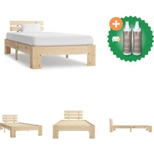 vidaXL Bedframe massief grenenhout 100x200 cm - Bed - Inclusief Onderhoudsset