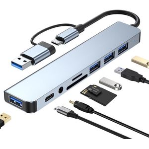 usb c hub - docking station laptop - 8 in 1 USB Extender Met 4 USB Port 1 USBC Jack TF/SD Card Reader 3.5mm Audio Output, MacBook Pro/iPad Pro/iPhone 17 /16 /15/Laptop/Galaxy/ XPS, Surface, PC/Laptop/Tablet Accessories